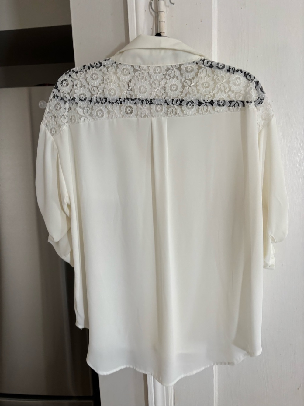 Cream Lace Yoke Blouse - Lightweight Women’s Top